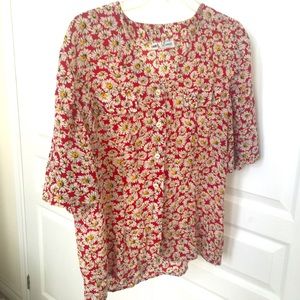 Silk blend vintage Italian floral blouse, size M-L